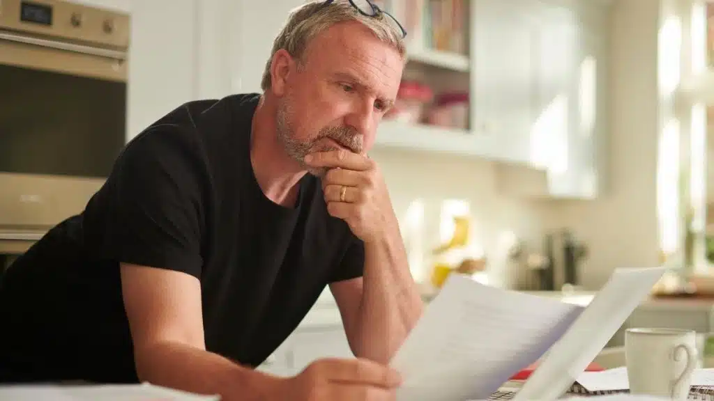 Homeowner reviewing household finances as broader debt and living costs begin affecting monthly cashflow